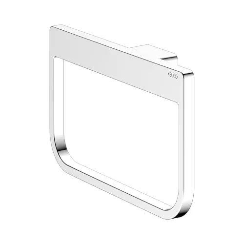 KEUCO Rose Handtuchring 24 cm – Flexibel und ohne Bohren - Handtuchring in edlem Design, wahlweise zum Kleben oder Schrauben. Hochwertiges verchromtes Metall für Langlebigkeit und eine brillante Chrom-Oberfläche. Qualität 