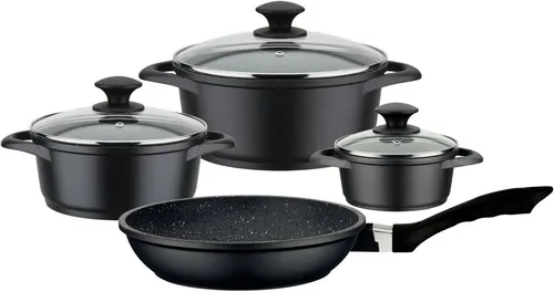 Kochtopf-Set Gourmet Granit 7-tlg. - Robustes 7-teiliges Kochtopf-Set aus Aluminium-Guss mit langlebiger VITAFLONGRANIT Antihaft-Versiegelung für fettfreies Kochen und leichtes Reinigen.