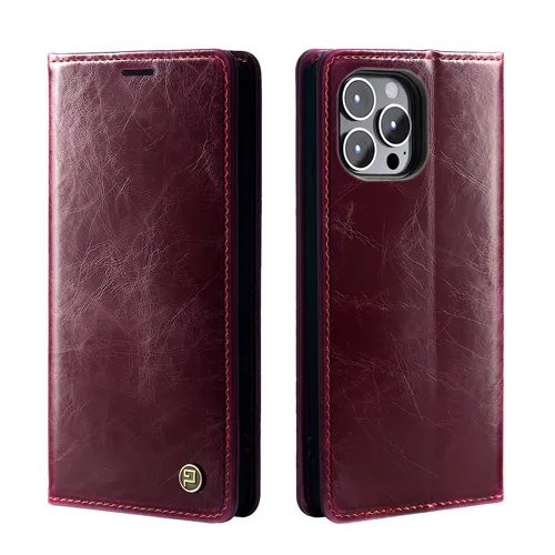 Handy Hülle für Apple iPhone 15 Pro Handyhülle Case Klapphülle RFID Weinrot