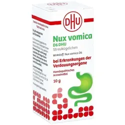 Nux Vomica D6 DHU - 10 G - Homöopathisches Arzneimittel zur Linderung von Magen-Darm-Beschwerden, ideal bei Entzündungen und Krämpfen. Enthält Sucrose.