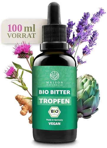 MAISON NATURELLE® | Bio Bittertropfen (100ml) nach Hildegard von Bingen - Bitterstoffe Tropfen Bitterkräuter - Bitterstoff komplex Konzentrat