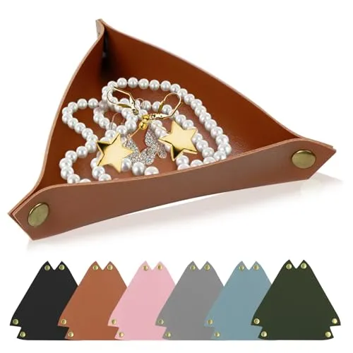 Stück Leder Tablett, Schmuck Tray Key Tray, Entryway Bedside Desktop Tray Organiser Key Bag, Zusammenklappbare Schmuck Tray, für Schmuck SchlüSsel Wallet Uhren MüNzen Handys 5