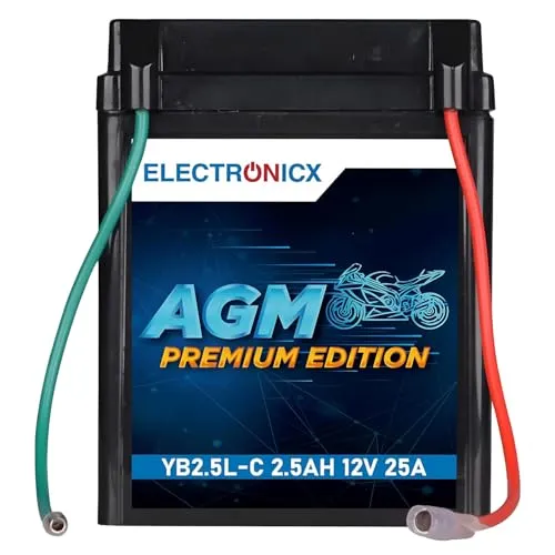 Electronicx AGM-Motorradbatterie YB2.5L-C – Wartungsfrei & Hohe Startkraft - Motorradbatterien: Die Electronicx AGM-Motorradbatterie YB2.5L-C bietet hohe Startkraft und ist wartungsfrei – ideal für Motorräder, Roller und ATV.