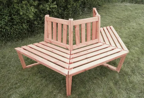 Baumbank 180 Grad Kiefer 3-Sitzer braun - Stilvolle Gartenbank aus Kiefer, ideal für entspannte Stunden im Freien, bietet Platz für bis zu 3 Personen und fügt sich harmonisch in jeden Garten ein.