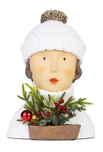 Baden collection Ladykopf Ruby mit Weihnachtsgesteck, H 31 cm, weiß, Gipsbüste,