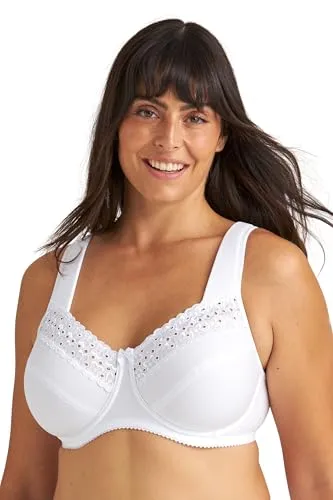 Miss Mary of Sweden – Broderie Anglaise, Bügel-BH für Damen 85D Weiss - Eleganter Bügel-BH mit feiner Broderie-Anglaise für einen femininen Look. Der BH bietet sicheren Halt, gepolsterte Träger und einen elastischen U-Rücken für optimalen Komfort im Alltag.