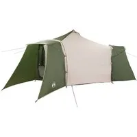 vidaXL Tipi Zelt Grün und Beige 492x492x275 cm - Geräumiges Tipi-Zelt für Outdoor-Abenteuer, aus wasserfestem und UV-beständigem Taftstoff, ideal für Familien und Gruppen, mit einfacher Tragetasche für flexibles Camping.