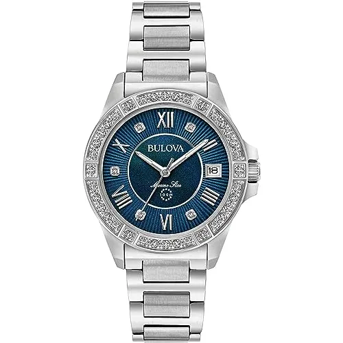 Bulova Herren Analog Automatik Uhr 96R215 - Armbanduhren für Damen, stilvolle Uhr mit Diamanten besetztem Ziffernblatt und hochwertigem Edelstahlarmband, ideal für jeden Anlass.