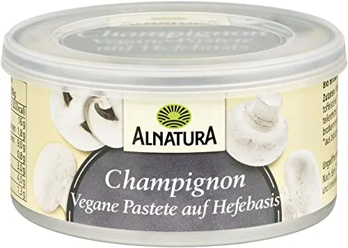 Alnatura Bio Pastete Champignon, Vegan, 125g - Veganer Aufstrich mit würzig-harmonischem Geschmack und Champignonstückchen, ideal für Brot und zur Verfeinerung von Saucen und Dips – in bester Bio-Qualität.