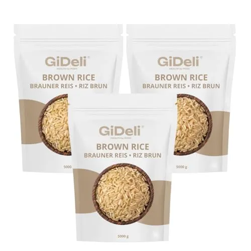 GiDeli Hochwertiger Brauner Reis, Brauner Reis Naturreis, Brown Rice Natural Premium (15kg)