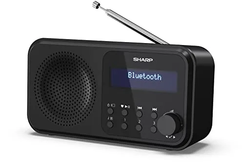 SHARP DR-P420 Portables Digitalradio - DAB, DAB+ FM mit Bluetooth 5.0, 40 Sender Speicher und flexibler Wecker-Funktion in elegantem Schwarz