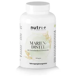 nutri+ Mariendistel Extrakt | 60 Kapseln | mit Löwenzahn & Artischocke | mit Silymarin & Cynarin | vegan
