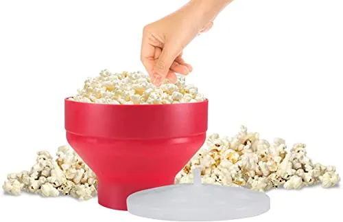 BEPER C106CAS002 Popcorn Maker Mikrowelle mit Klappschüssel und Deckel - Popcorn Schüssel, Rot