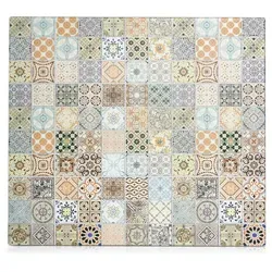 Zeller Herdblende- / Abdeckplatte 'Mosaik', Glas 56x50 - Küchengeräte-Zubehör mit orientalischem Dekor, hitzebeständig bis 240°C und schnittfest – perfekt als Herdabdeckung oder Schneideplatte.
