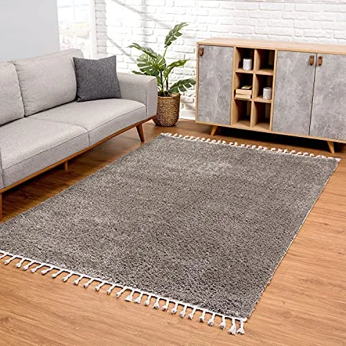 carpet city Hochflor Teppich Wohnzimmer - Einfarbig Anthrazit 80x150 cm - Teppiche Gegend - Flauschiger Shaggyteppich mit 30 mm Florhöhe, perfekt für gemütliche Wohnräume und sorgt für eine warme Atmosphäre. Pflegeleicht und vielseitig einsetzbar!