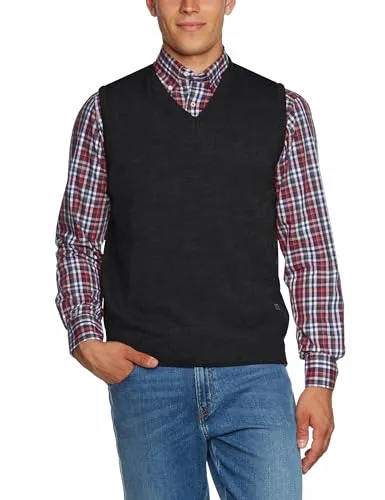 Maerz Herren Pullunder 460000 - Grau (591), Gr. 58 - Hochwertiger Pullover für Herren aus 100% Merinowolle mit V-Ausschnitt. Maschinenwaschbar und pflegeleicht. Ideal für einen sportlichen Look und perfekte Passform.