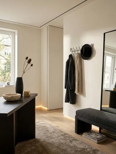 KADIMA DESIGN Wandgarderobe Wandgarderobe Metall Silber 60x19x10 cm Design Flurgarderobe Stahl, Hakenleiste Wandpaneel, Garderobe Wand, Garderobenleiste Flur