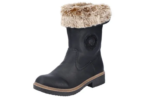 RIEKER Winterstiefelette für Damen, Gr. 40, schwarz - Klassische Winterboots aus Lederimitat/Textil mit warmem Futter und praktischem Innenreißverschluss. Ideal für kalte Tage und bequem dank gepolsterter Innensohle.