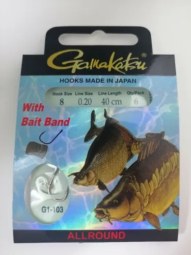 Gamakatsu gebundene Haken allround with Bait Band Gr.8 / 0.20 / 40cm