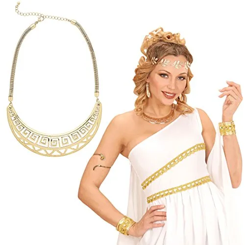 Amakando Göttin Halsschmuck Goldene Halskette Antike Römerin Collier Amulett Königin Cleopatra Schmuckkette Kostüm Accessoire Damen Hals Kette Ägypterin