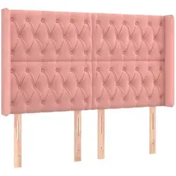 vidaXL Kopfteil mit Ohren - Rosa Samt Betthaupt für Schlafzimmer - Kopfteil für Bettgestell, höhenverstellbar und aus weichem Samt für luxuriösen Komfort, ideal für gemütliche Stunden im Schlafzimmer.