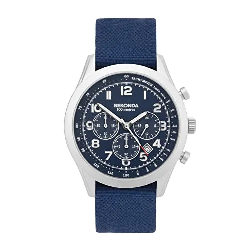 Sekonda Herren-Chronograph-Armbanduhr im Militärstil (blau) 30066, blau