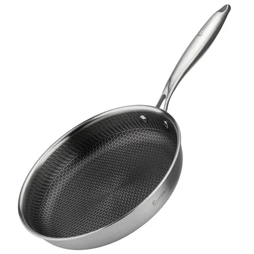 EliteHoff 26cm Hybrid-Induktionspfanne mit Keramikbeschichtung - Gastronomie-Pfanne mit innovativer Wabenstruktur für perfekte Röstaromen und müheloses Lösen von Speisen. Ofenfest bis 250 °C, ideal für alle Herdarten und den täglichen Einsatz.