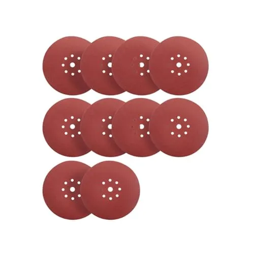 S&R Schleif-Papier 225mm P400 – Klett-Schleifscheiben für Exzenter- /Giraffe-und Langhals-Schleifer – Ideal für Gips, Spachtelmasse, Lack, Metall, Holz, Kunststoff, Stein – 9-Loch, 10 St.