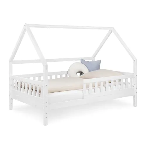 Ehrenkind® Hausbett 120x200 cm Weiß – Flexibles Kinderbett mit Rausfallschutz