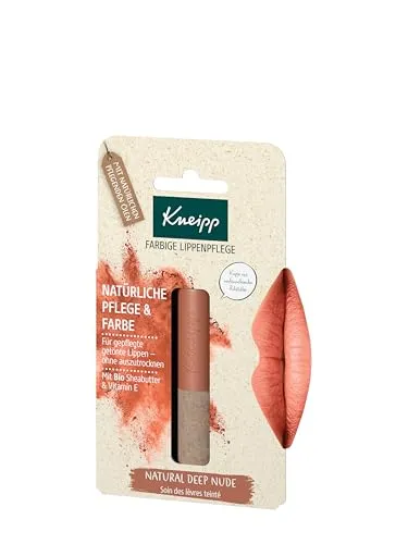 Kneipp Farbige Lippenpflege Natural Deep Nude - Mit Bio Sheabutter & Vitamin E - Für gepflegte getönte Lippen ohne auszutrocknen - 3,5 g
