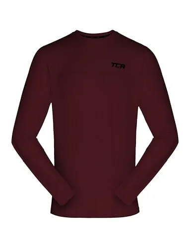 TCA Jungen Element Langarm Rundhalsausschnitt Laufshirt - Cabernet, 6-8 Jahre