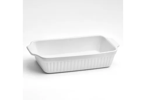 van Well Auflaufform Backform rechteckig, 36 x 20 x 7,4 cm, mit Rillenstruktur, Keramik, (1-St), weiß, spülmaschinen- und mikrowellenfest