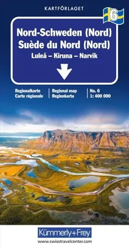 Kümmerly+Frey Regional-Strassenkarte 6 Nord-Schweden (Nord) 1:400.000: Mit Lulea, Kiruna und Narvik. Inkl. Reiseinformationen