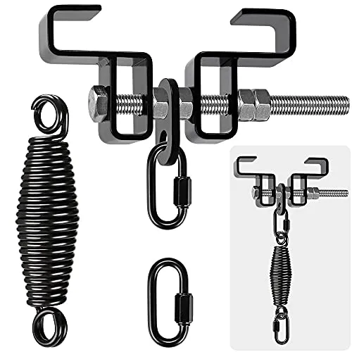 Dolibest Boxsack I-Beam Aufhänger, Boxsack Halterung Balken Schwenkbar Verstellbar 9.4-17cm Einzelne Klemme Sandsack Befestigung Karabiner mit 5mm Feder für Indoor Outdoor Muay Thai Training,Bis 408kg