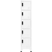 vidaXL Schließfachschrank Weiß 38x40x180 cm aus Stahl - Werkstatteinrichtung mit 5 abschließbaren Fächern, ideal für Schulen und Büros zur sicheren Aufbewahrung von persönlichen Gegenständen.
