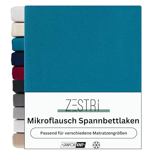 Zestri Mikroflausch Spannbettlaken Spannbetttuch Bettlaken | für Boxspringbett und Normale Matratze | 180-200x200 cm Petrol