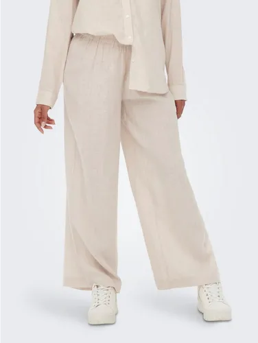 ONLY Female Hose ONLTOKYO HW Linen Blend ST Pant - Damen-Hosen mit weitem Beinschnitt und hoher Taille, gefertigt aus einem leichten Leinen-Viskose-Mix für hohen Tragekomfort.