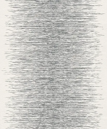 rasch Tapete 413809 – weiße Vliestapete in 3D-Optik mit feinen Linien im metallischen Silber und Grau – 10,05m x 53cm (L x B)