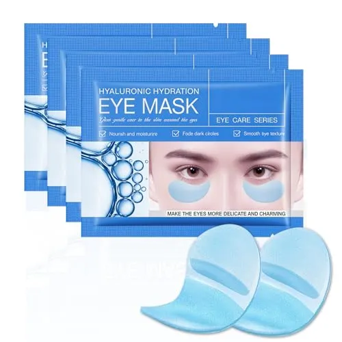 Pcs Augenpads Hydrogel Masken mit Hyaluron,Augenpads gegen Augenringe,Deep Hydration Feuchtigkeitsspendende Eye Pad Mask,Reduziert Dunkle Kreise und Schwellungen,Anti-Falten (Blau) 60