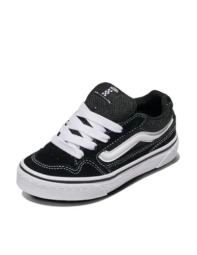 Vans Unisex Kinder Caldrone Sneaker in Schwarz/Weiß, 33 EU - Stylische Kinder-Sneaker mit gepolsterter Zunge und Kragen. Die vulkanisierte Konstruktion bietet Flexibilität für den täglichen Einsatz und sorgt für einen sicheren Halt.