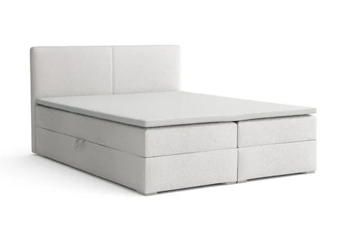Deine Möbel 24 Boxbett Lina, Weiß, Holzwerkstoff, 160x200 cm - Boxspringbett Lina – stilvolles Design und praktischer Stauraum. Genießen Sie höchsten Schlafkomfort mit einem seitlich klappbaren Bettkasten und hochwertigem Bouclé-Gewebe für eine elegante Atmosphäre.