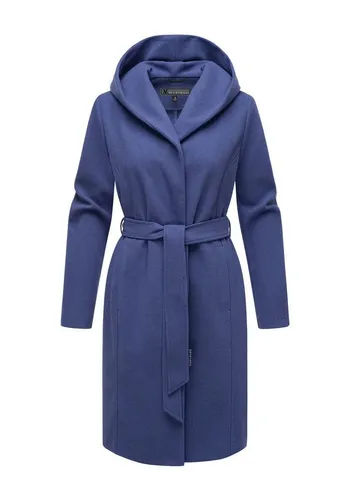 Marikoo Kurzmantel Kailii Eleganter Wickel Mantel mit Taillengürtel und Oversized Hood Kapuze