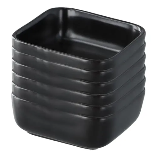 volumoon 6 Stück Saucenschälchen, Dip Schalen, Quadrat Sojasauce Schälchen, Gewürzschalen, Snack Schalen, Servierschalen, Mini-Tauchschälchen, Dipschälchen Porzellan für Soße, Dipping, Gewürzen