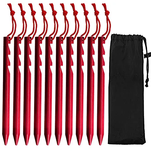 GiBot Camping Heringe, 10Pcs Ultralight Heavy Duty Aluminium Legierung Zelt Stakes Pegs Nails