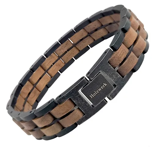 Holzwerk Edelstahlarmband Designer Holz Armband, Armkette Gliederarmband, Holz Unikate inkl. Armbandkürzer, ideal als Geschenk