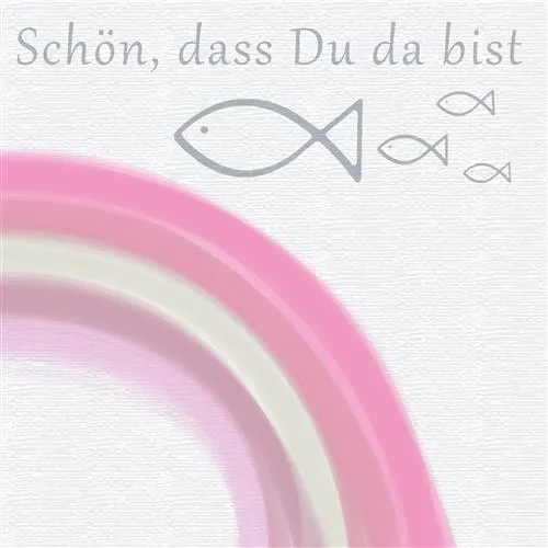 Servietten Kommunion Schön dass du da bist Regenbogen Fische rosa 33x33cm 20