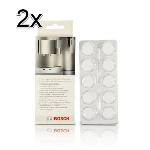 2x Bosch TCZ6001 Reinigungstabletten für Kaffeevollautomaten - Effektive Reinigungstabletten für Kaffeevollautomaten von Bosch, Siemens, Gaggenau und Neff. Entfernen Sie mühelos Rückstände und sorgen Sie für besten Kaffeegenuss. Auch geeignet für Thermoskannen und Siebträgergeräte.