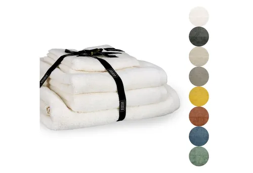 SCHÖNER WOHNEN Handtuch Set SENSE – 5-teilig in Weiß - Luxuriöses Handtuch Set aus hochwertiger Baumwolle mit 1 Duschtuch, 2 Handtüchern und 2 Gästehandtüchern. Ideal für stilvolle Badezimmergestaltung und unvergleichlichen Komfort. Pflegeleicht und waschbar bei 60 Grad.