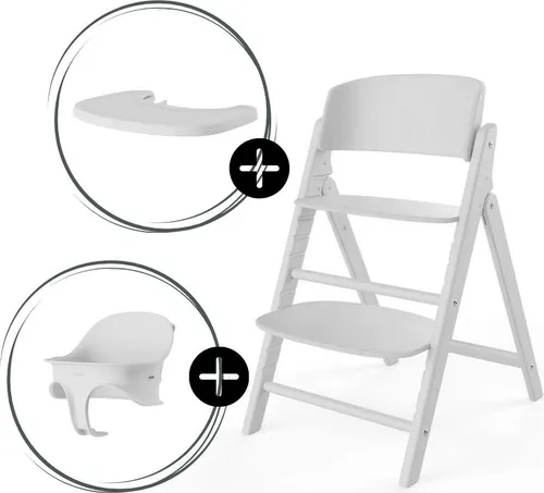 Cybex Click & Fold 3-in-1 Hochstuhl – All White - Hochstuhl für Kinder ab 6 Monaten bis 99 Jahre, inkl. Babyset und Essbrett. Ergonomisches Design aus FSC-zertifiziertem Holz, platzsparend zusammenklappbar und ideale Unterstützung für eine gesunde Sitzhaltung.