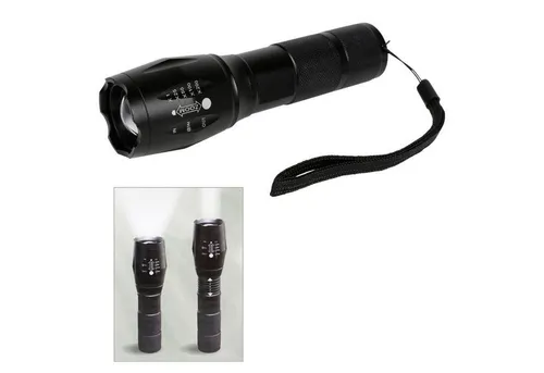 Deluxa LED Taschenlampe - Militär & Polizei, 1000m Leuchtweite - Robuste Taschenlampe für Outdoor-Aktivitäten mit 22x höherer Helligkeit als Standardlampen. Ideal für Camping, Wandern oder Notfälle – mit Zoom-Funktion und SOS-Modus.